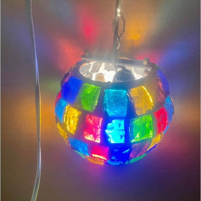 Peter Marsh Brutalist Hanging Colored Glass Chunk Fragment Globe Pendant Light For Sale - Image 4 of 12