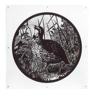 Vintage Metal Porcelain Quail Sign For Sale