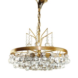 Brass and Glass Drop 8-Light Chandelier from Christoph Palme, 1960s For Sale