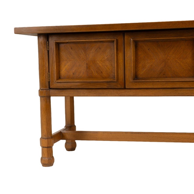 1970s Drexel Compatibles Low Walnut Credenza Sideboard Buffet Cabinet Mid Century Modern For Sale In Tampa - Image 6 of 17