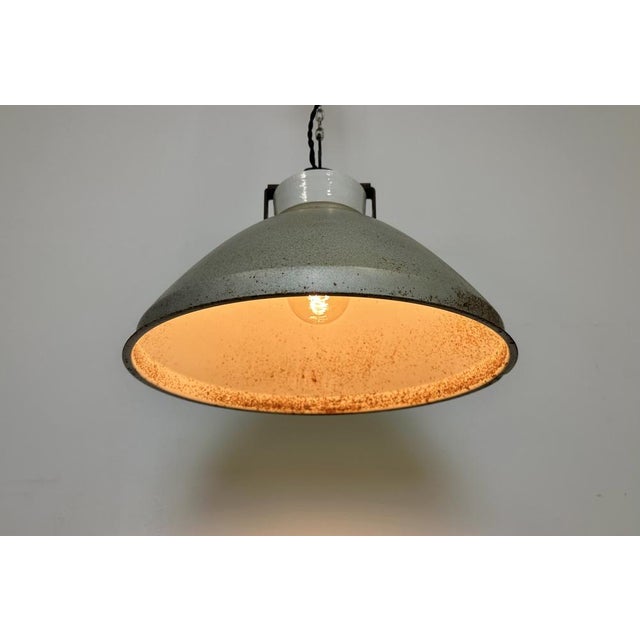 Industrial Grey Metal Factory Suspension Lamp, 1960s For Sale - Image 15 of 16