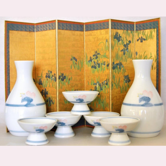 Arita Sakazuki Porcelain Sake Cups and Bottles Set of 7 Chairish