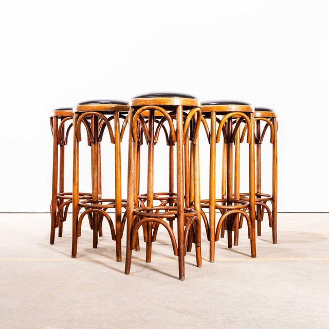 French Upholstered Barstools, 1950s, Set of 6 For Sale - Image 12 of 12