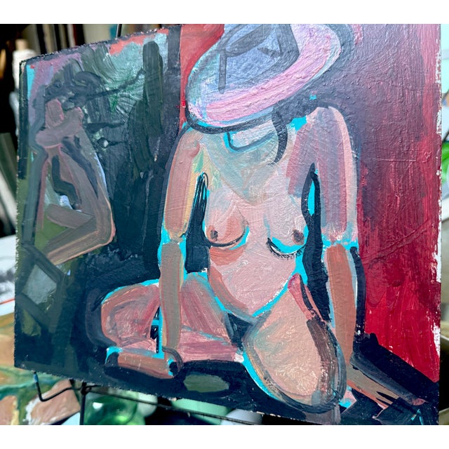 Abstract Figure Study Painting on Panel Hartman For Sale - Image 3 of 4