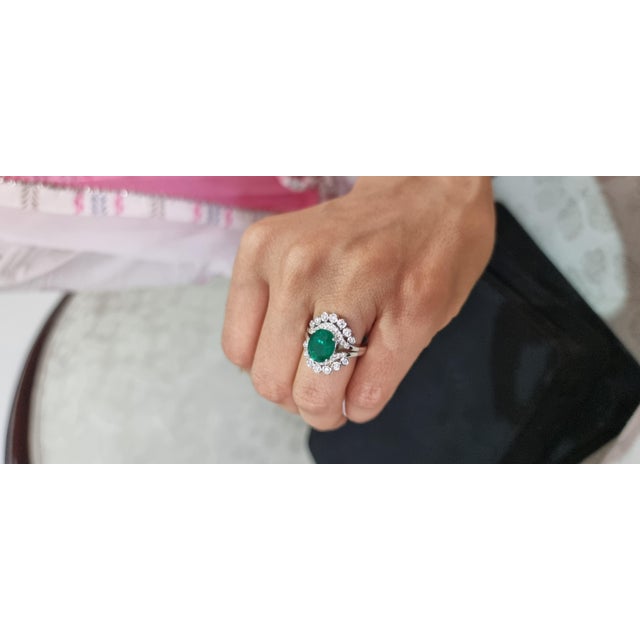2.96 carats Natural Zambian Emerald Ring with Diamonds 0.65 carats and 14k Gold For Sale - Image 14 of 18
