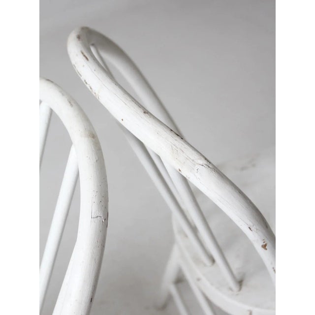 Wood Antique White Spindle Back Chairs Pair For Sale - Image 7 of 11