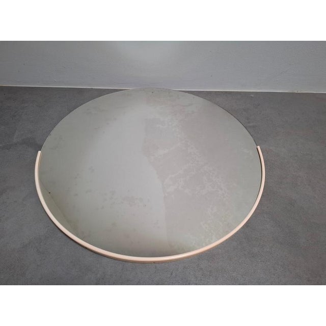 Beige Vintage Czechoslovakian Round Wall Mirror with Beige Frame, 1970s For Sale - Image 8 of 16