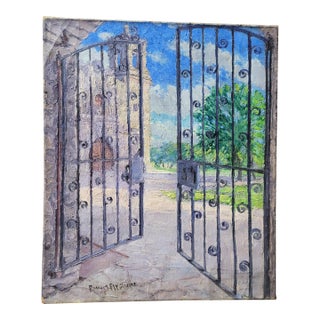 Iron Gates Painting by Robert F. Williams "Mission Gates" 1940's For Sale