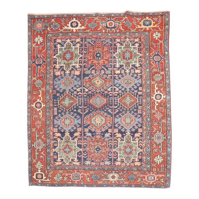 Antique Zabihi Collection Persian Heriz Square Rug - 5'3" x 5'11" For Sale