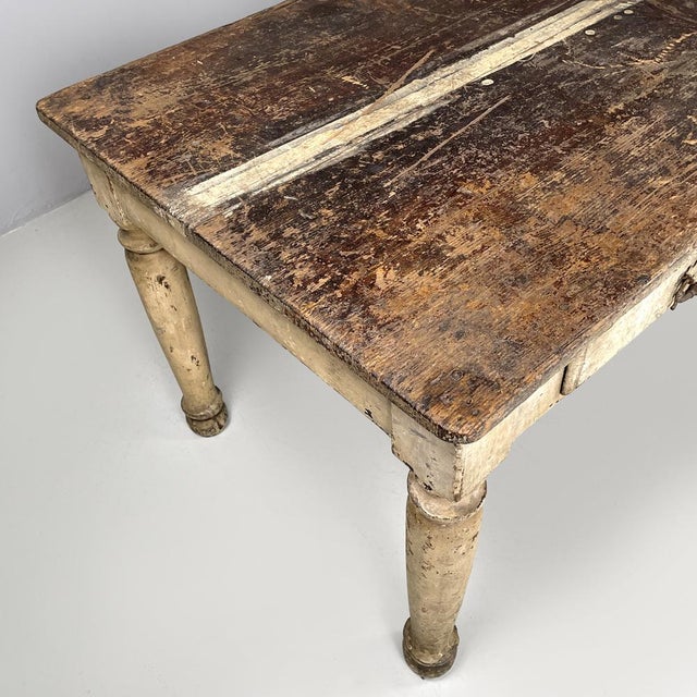 Antique Italian White Painted Wooden Dining Table with Two Drawers, 1800s For Sale - Image 11 of 18