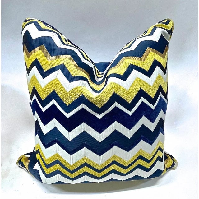 Late 20th Century Vintage Custom Chevron Style Pillows, Pr For Sale - Image 5 of 7