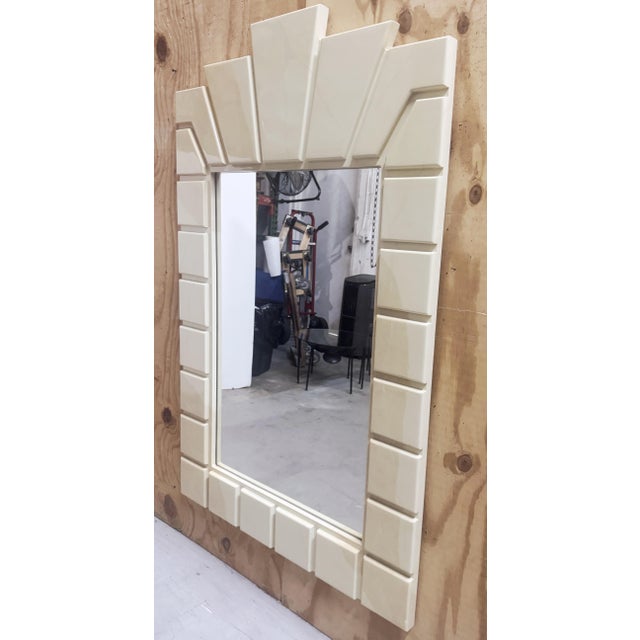 Mid 20th Century 1970s Architectural Goatskin Lacquer Mirror, Style of Karl Springer For Sale - Image 5 of 10