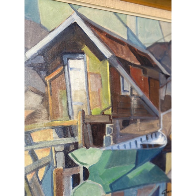 Mid-Century Modern Evert Grynning, Lakeside Hut, 1960s, Oil on Canvas, Framed For Sale - Image 3 of 15