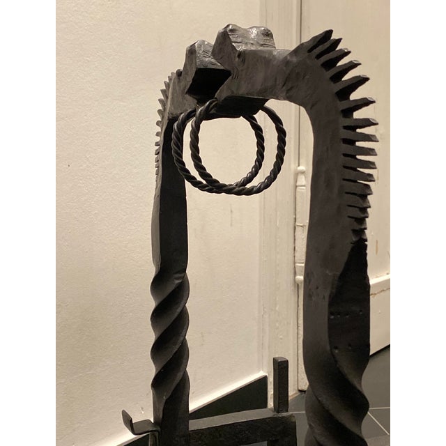 Dragon Chimney Stackers in the style of Gilbert Poillerat, France, 1930s, Set of 2 For Sale - Image 11 of 18