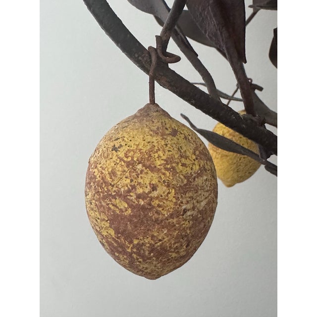 French Antique Tole Topiary With Stone Lemons For Sale - Image 3 of 11