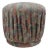 Vintage Postmodern Purple Green Ottoman Leaf Pattern Retro Accent Pouf For Sale