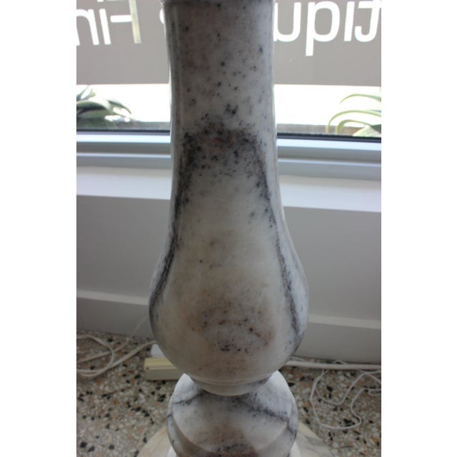 White 1930's Marble Balustrade Form Pedestal 34 1/2" White and Gray From Italy For Sale - Image 8 of 13