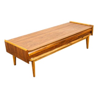 Mid Century Modern Coffee Table Lane First Edition Storage Drawer Danish Wide Nm For Sale