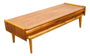 Mid Century Modern Coffee Table Lane First Edition Storage Drawer Danish Wide Nm