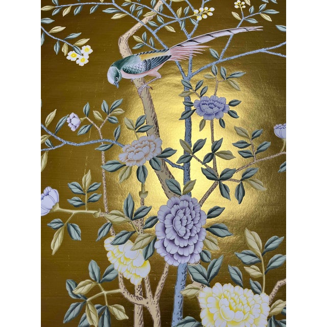Chinoiserie Chinoiserie Wallpaper Hand Painted Artworks Panel - 2 Panels For Sale - Image 3 of 6