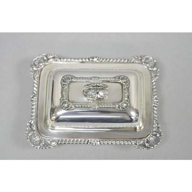 Metal Vintage Miniature Sheffield England Silver Plated Covered Serving Dish Platter For Sale - Image 7 of 18