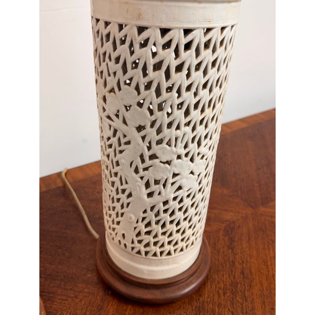 Chinoiserie Style Pierced Ceramic Table Lamps, Pair For Sale - Image 4 of 12