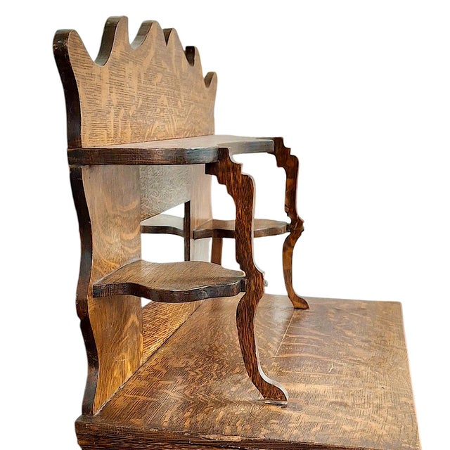 American Early 20th Century Miniature American Tiger Oak Buffet With Mirror For Sale - Image 3 of 7