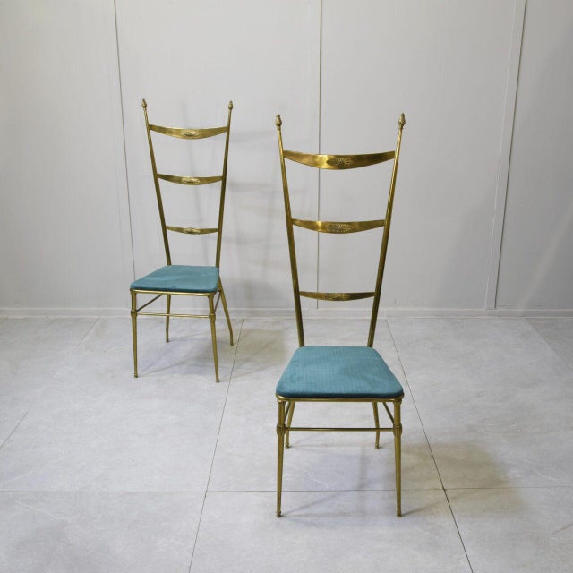 1950s Brass Chiavari Chairs by Gaetano Descalzi, 1950s, Set of 2 For Sale - Image 5 of 9
