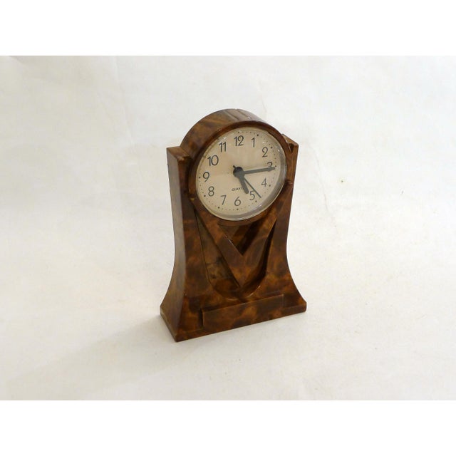 Small Postmodern Plastic Clock with Precious Wood-Like Finish, 1980s For Sale - Image 9 of 9