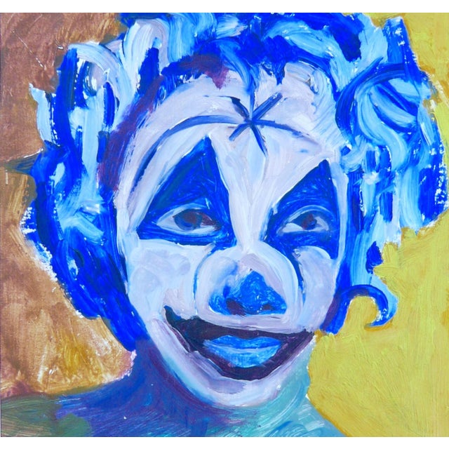 Contemporary Boho Chic "Clown Face" Oil Painting by Martha Holden For Sale - Image 3 of 4