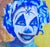 Contemporary Boho Chic "Clown Face" Oil Painting by Martha Holden For Sale - Image 3 of 4