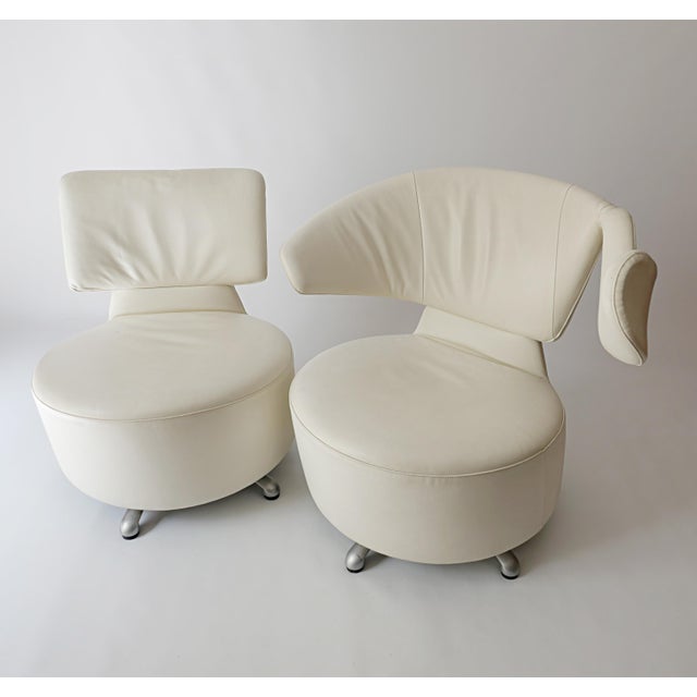 Canta and Aki Swivel Armchairs in Leather by Toshiyuki Kita for Cassina, 2010s, Set of 2, in Very Good conditions....