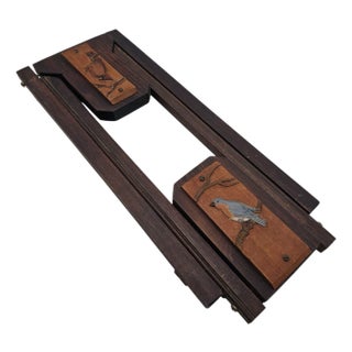 Antique English Arts & Crafts Wooden Adjustable Book Slide With Hand-Painted Bird Panels For Sale