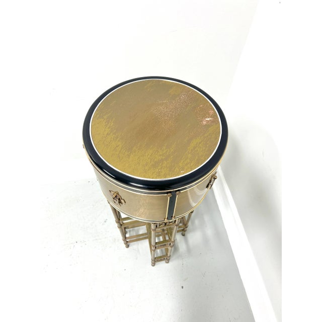 1980's Brass Plated Asian Bamboo Style Plant Stand For Sale - Image 4 of 10