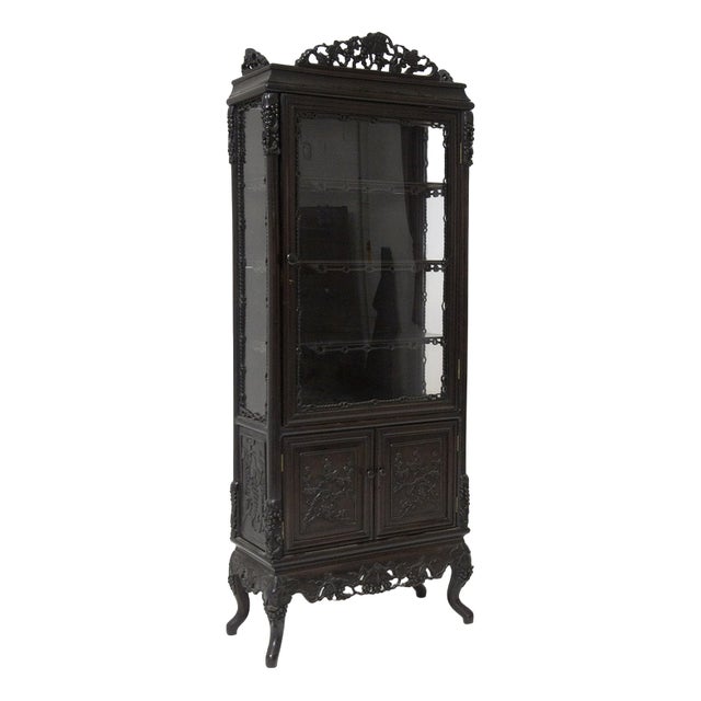 Antique Colonial Showcase in Fine Wood For Sale