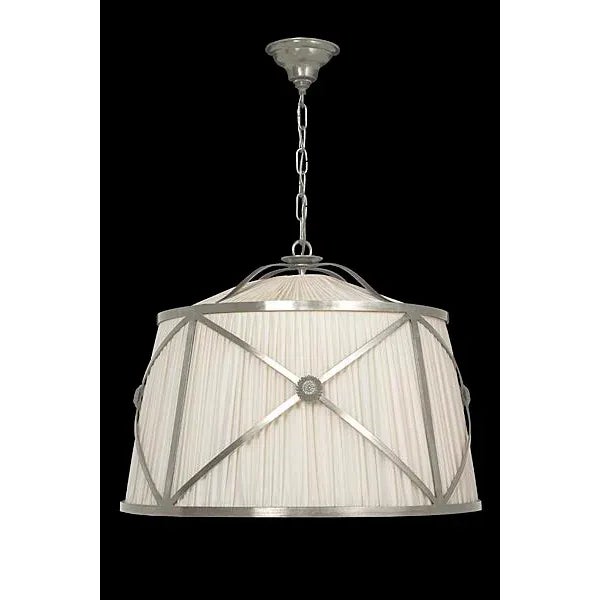 Aspire Medium - Pleated linen drum shade fixture, cast brass crosshatched frame with medallion detail. Diffuser optional.