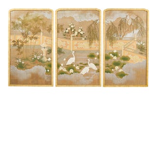 Set of Three Robert Crowder Chinoiserie Landscape Panels For Sale