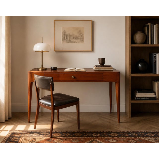 Elegant and timeless, this vintage writing desk is designed in the style of celebrated French Art Deco designer Émile-...