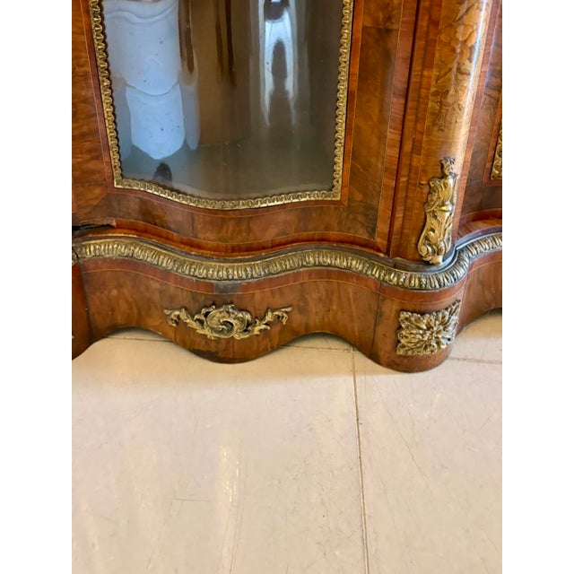 Antique Victorian Burr Walnut Marquetry Serpentine Credenza, 1850 For Sale - Image 14 of 18