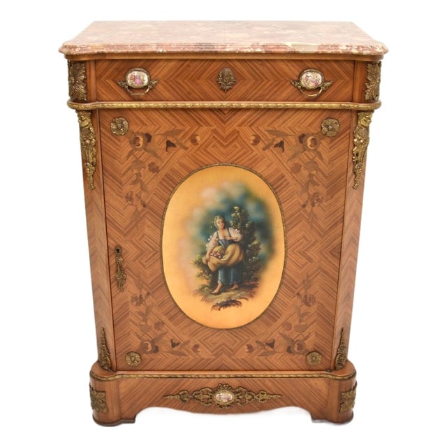 French Marble Top Cabinet, 1920s For Sale