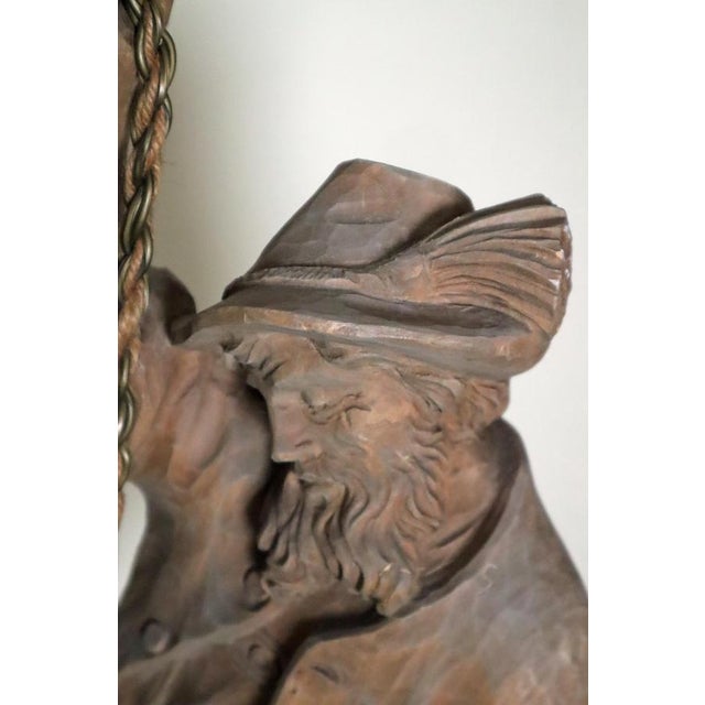 Green Tyrolean Mountaineer Pendant Lamp in Hand-Carved Softwood, 1980s For Sale - Image 8 of 18