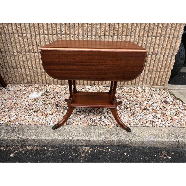 Early 20th Century Early 20th Century Antique Regency Style Mahogany Drop Leaf Side Table For Sale - Image 5 of 11