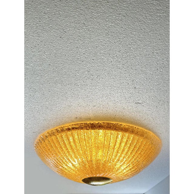 Venetian Lens Amber Graniglia Murano Glass Flush Mount by Simoeng for Simoeng For Sale - Image 4 of 7