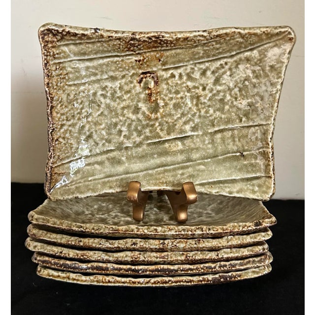 1990s 1990s Modern Studio Pottery Green Sushi Plates - Set of Six For Sale - Image 5 of 6