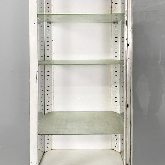 Mid-Century Italian White Metal and Glass Pharmacy Display Cabinet, 1950s For Sale - Image 14 of 18