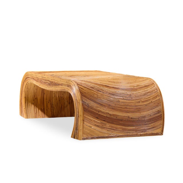 Mid 20th Century Gabriella Crespi Style Mid Century Pencil Reed Rattan Coffee Table For Sale - Image 5 of 9