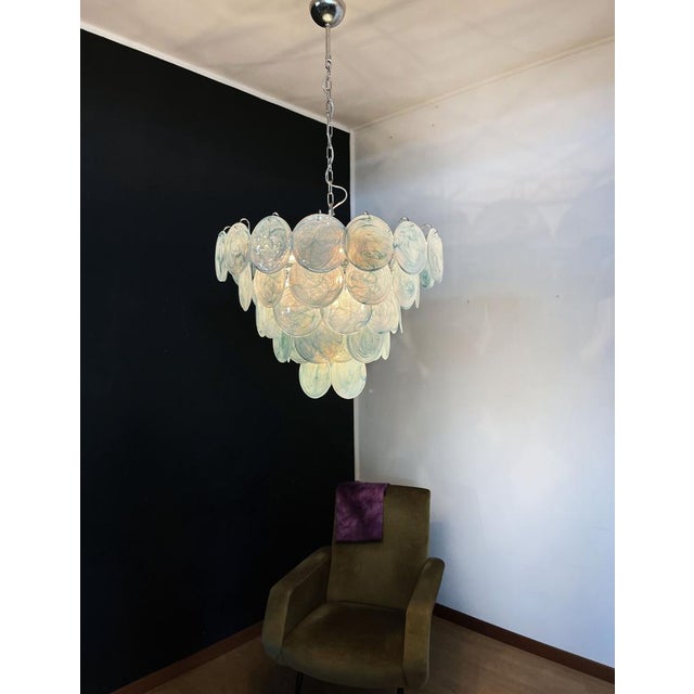 Space Age Murano Chandelier with 57 Blue Albaster Iridescent Glasses, 1990s For Sale - Image 11 of 18