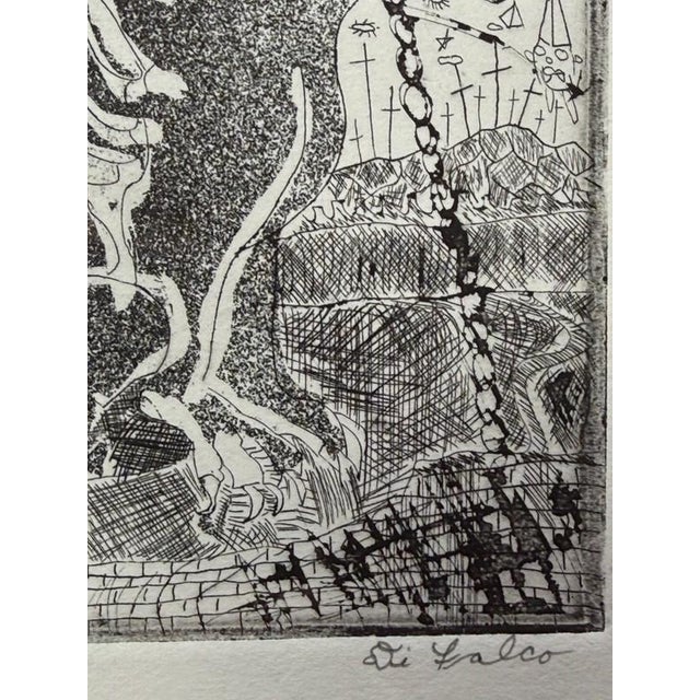 Late 20th Century Jerry Difalco (1952-2021 Nj/Pa) Framed Etching Aquatint Print #8/10, "Mon Paris", Surreal Gargoyes For Sale - Image 9 of 10