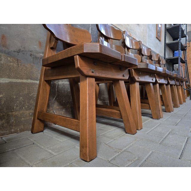 Brutalist Oak Rembrandt Chairs, 1970s, Set of 6 For Sale - Image 13 of 18