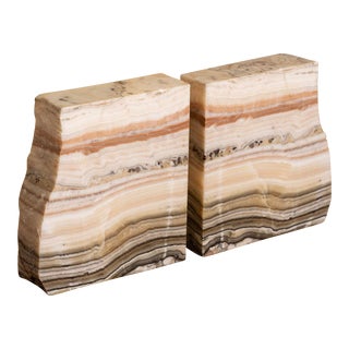 Multi-Color Granite Slab Bookends - a Pair For Sale